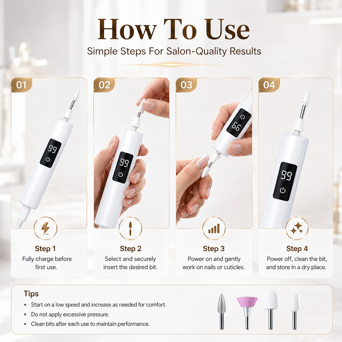 Ivanoir® Professional Electric Nail Drill Kit – Digital Speed Manicure & Pedicure System