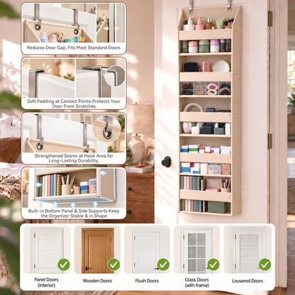 TODAY'S SPECIAL OFFER | Over the Door Organizer with Pockets for Bedroom, Bathroom, Pantry & Closet Storage，6-Tier