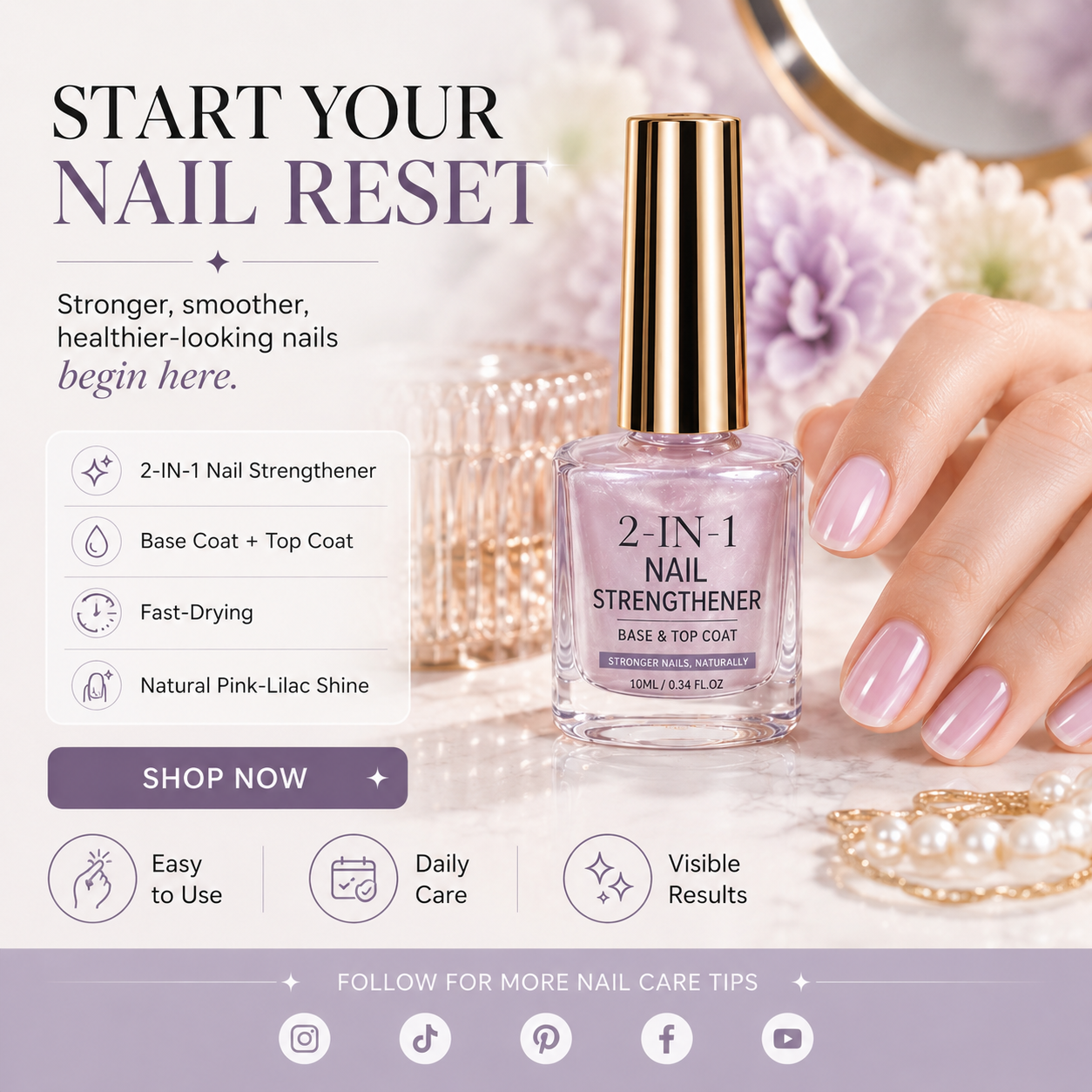 💜💅 Limited-Time OFF !! ⏰ Lilac Glossy Nail Strengthener – Strengthen Weak Nails & Restore Natural Shine — Devareon®