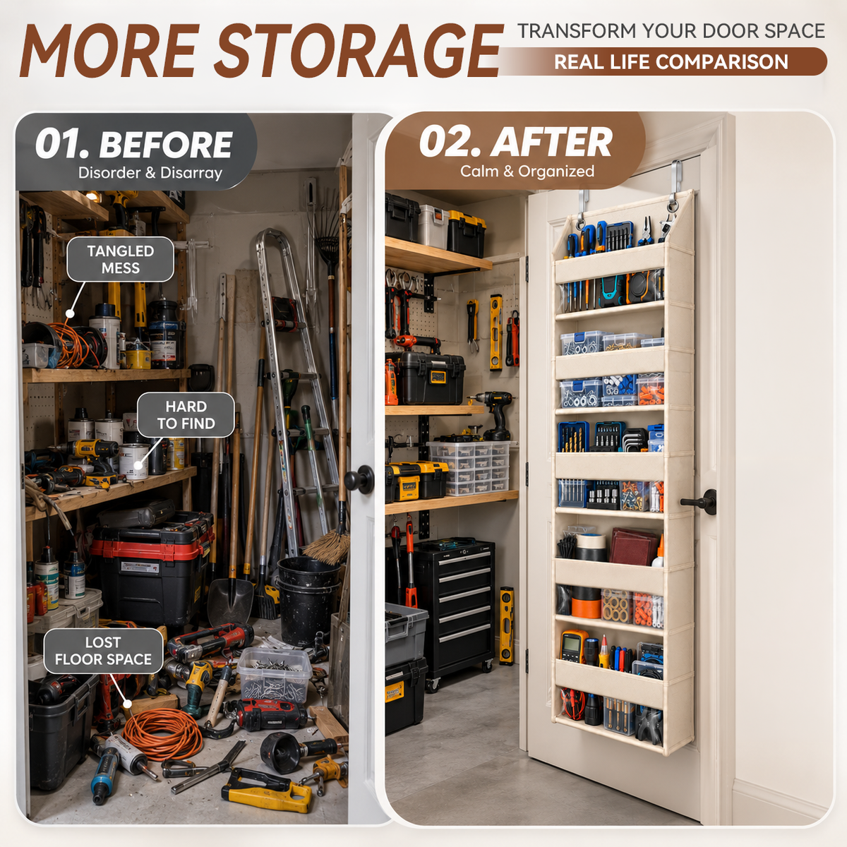 TODAY'S SPECIAL OFFER | Over the Door Organizer with Pockets for Bedroom, Bathroom, Pantry & Closet Storage，6-Tier