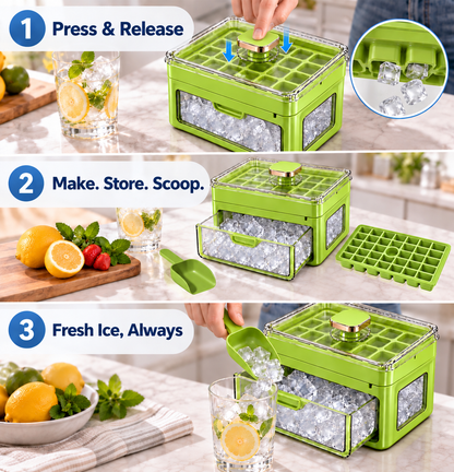 🧊 Ivanoir®34/68-Cube All-In-One Ice-Making System With Built-In Storage Drawer