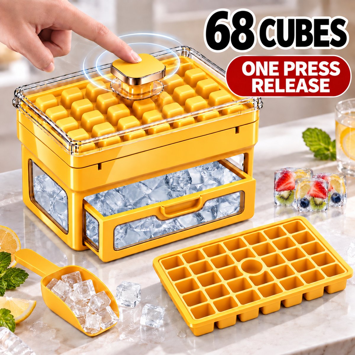 🧊 Ivanoir®34/68-Cube All-In-One Ice-Making System With Built-In Storage Drawer