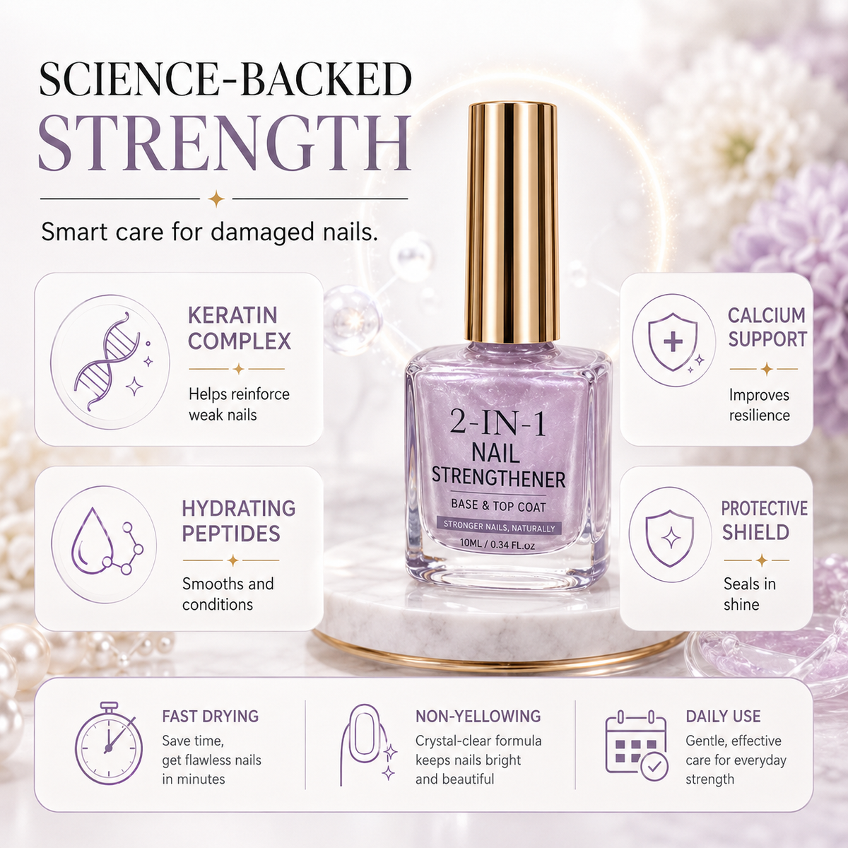 💜💅 Limited-Time OFF !! ⏰ Lilac Glossy Nail Strengthener – Strengthen Weak Nails & Restore Natural Shine — Devareon®