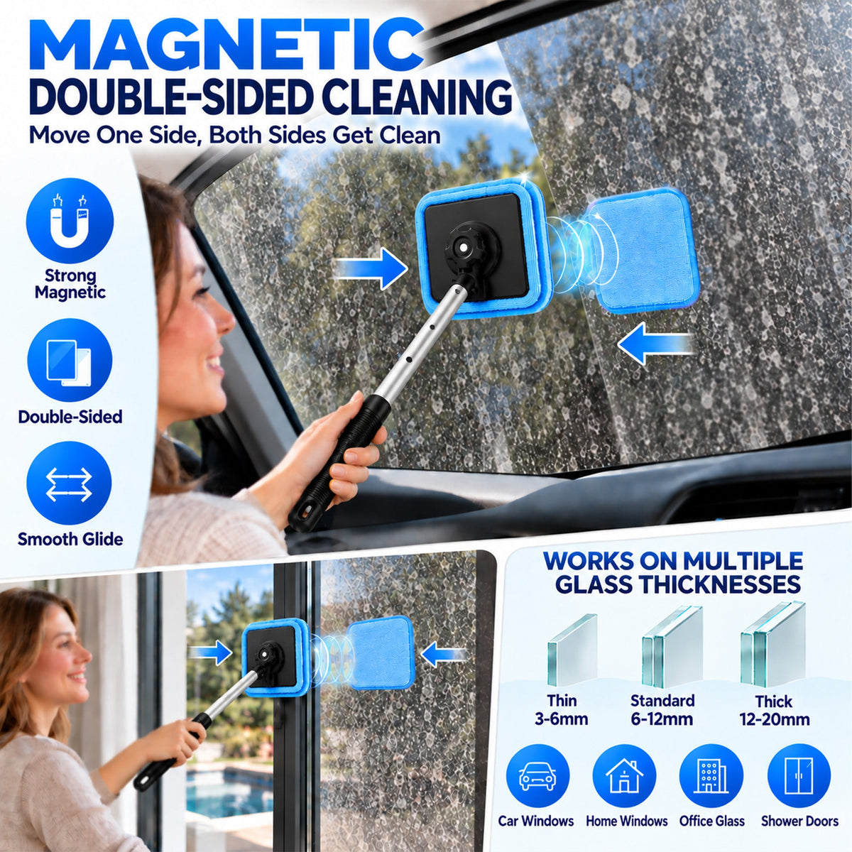 Ivanoir® Dual-Sided Magnetic Car Windshield Cleaner-UPSELL