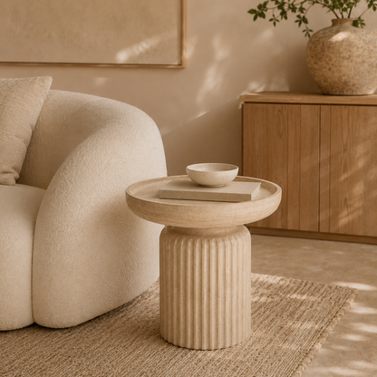 Ivanoir Arvelle Fluted Pedestal Side Table