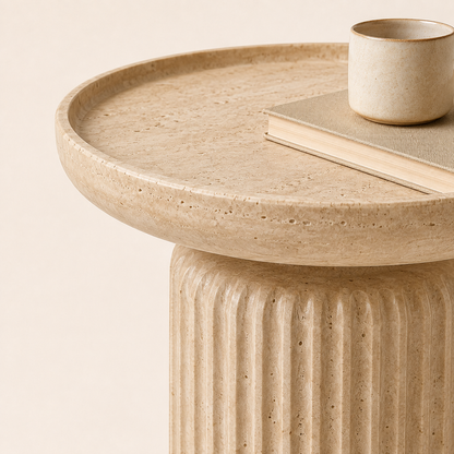 Ivanoir Arvelle Fluted Pedestal Side Table