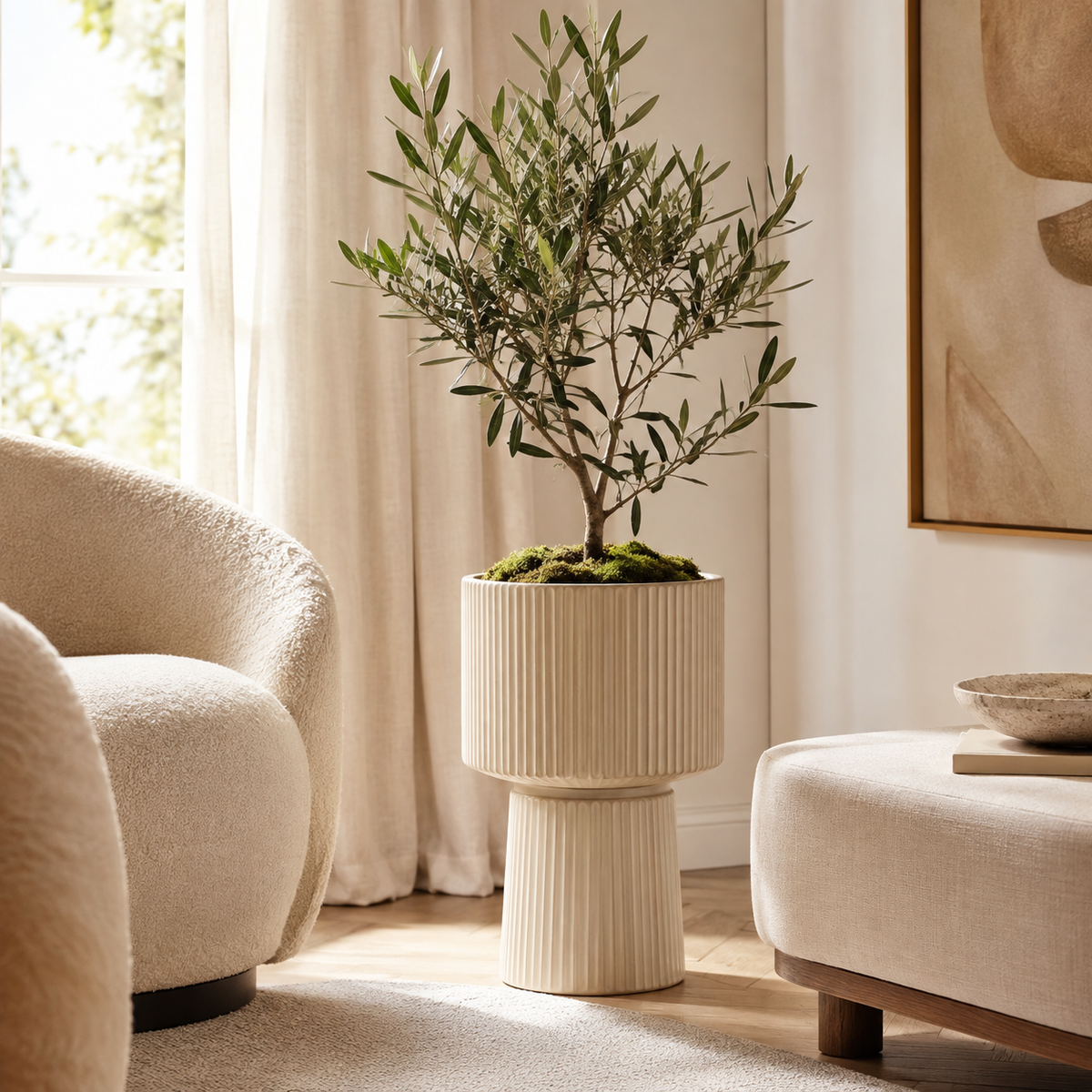 Ivanoir Solenne Ribbed Planter with Elevated Stand