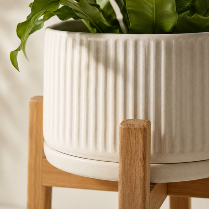 Ivanoir Solenne Ribbed Planter with Elevated Stand