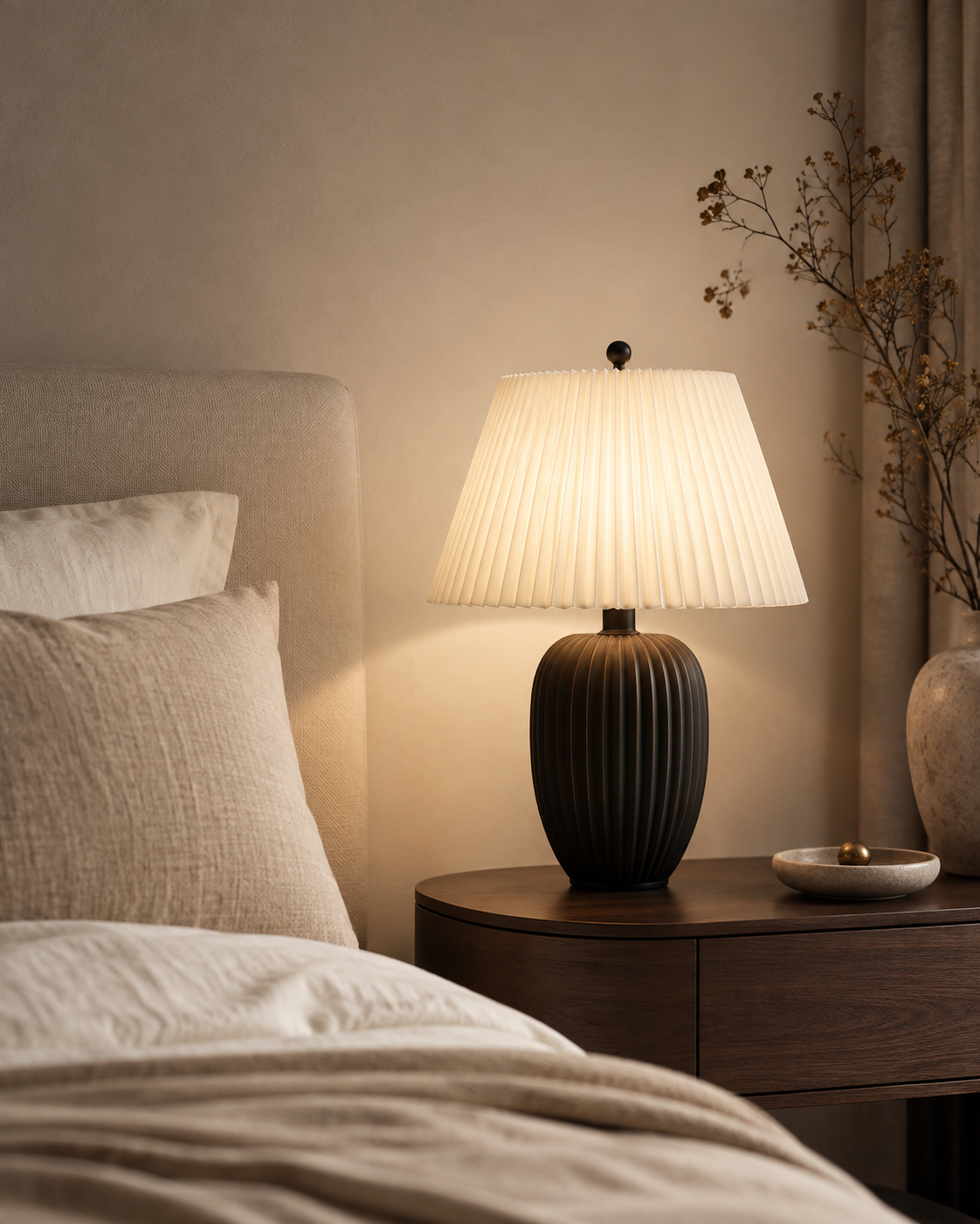 Ivanoir Celeste Pleated Accent Table Lamp