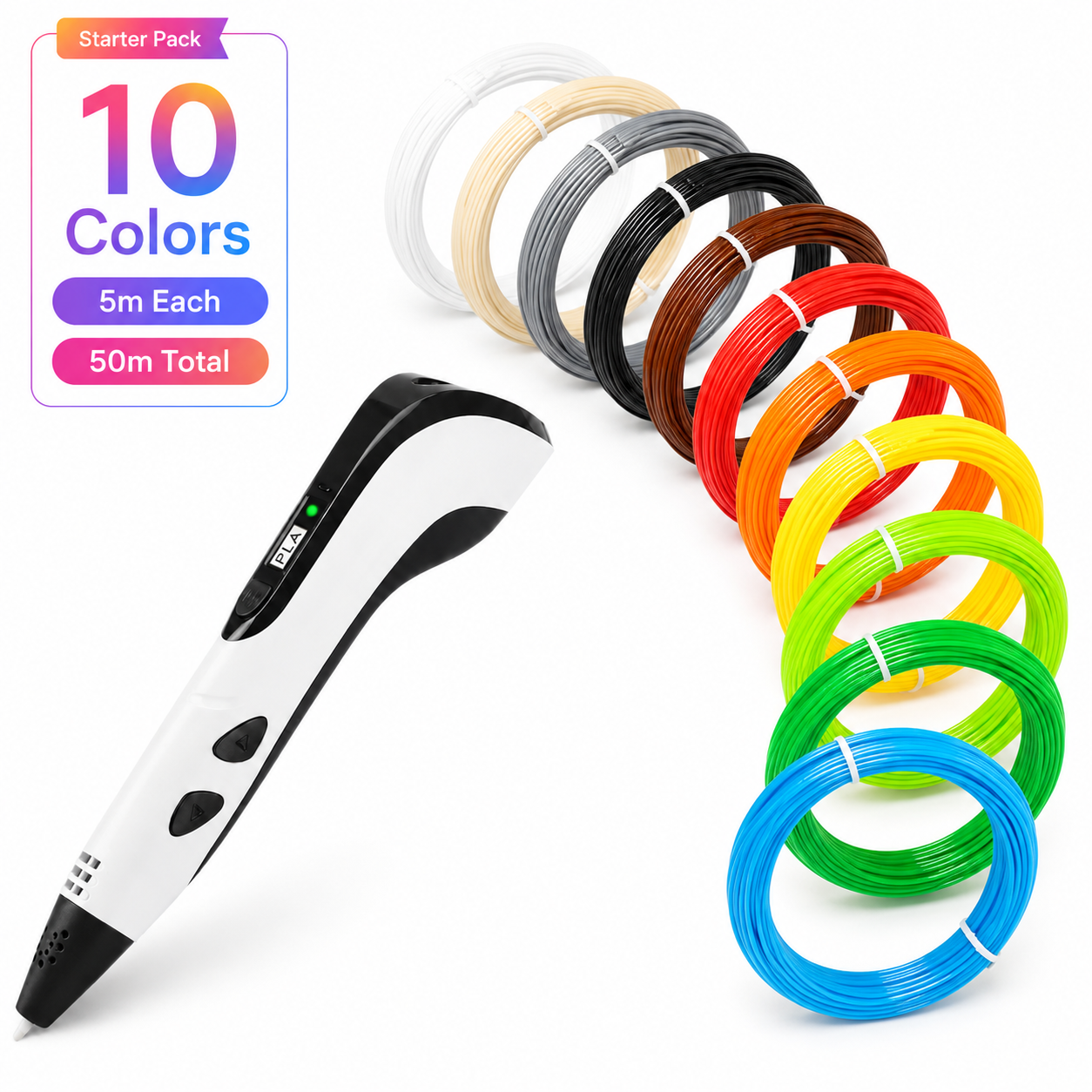 3D Pen PLA Filament Refill Pack – 10, 20 or 30 Colors | 5m Each-40% off today