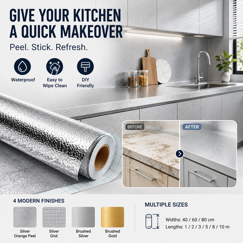 Ivanoir® Peel & Stick Kitchen Makeover Film – Waterproof DIY Countertop & Cabinet Cover