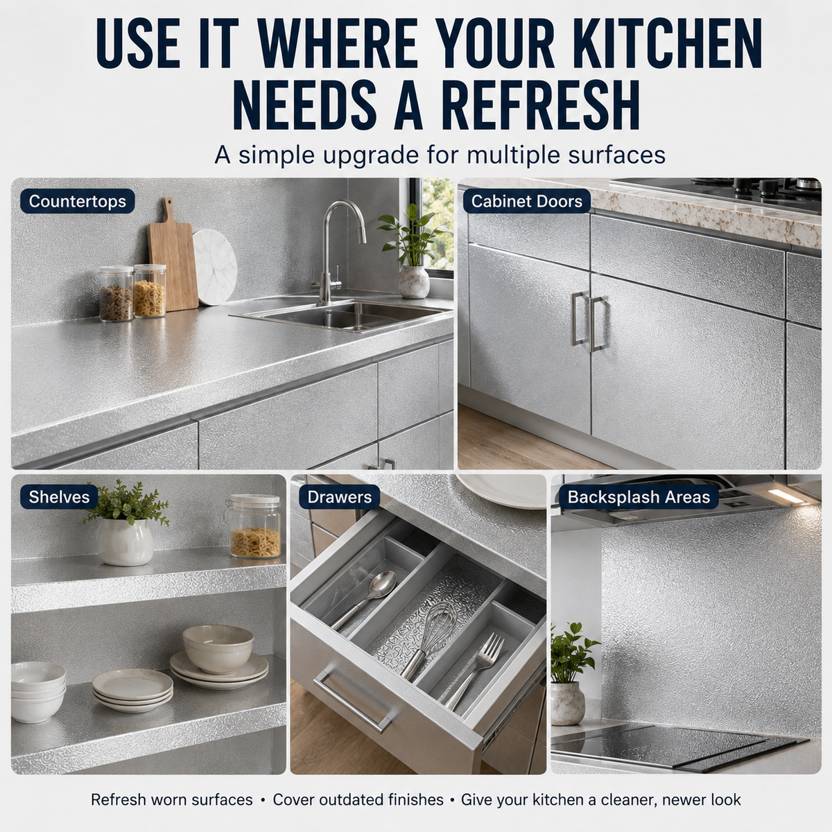 Ivanoir® Peel & Stick Kitchen Makeover Film – Waterproof DIY Countertop & Cabinet Cover