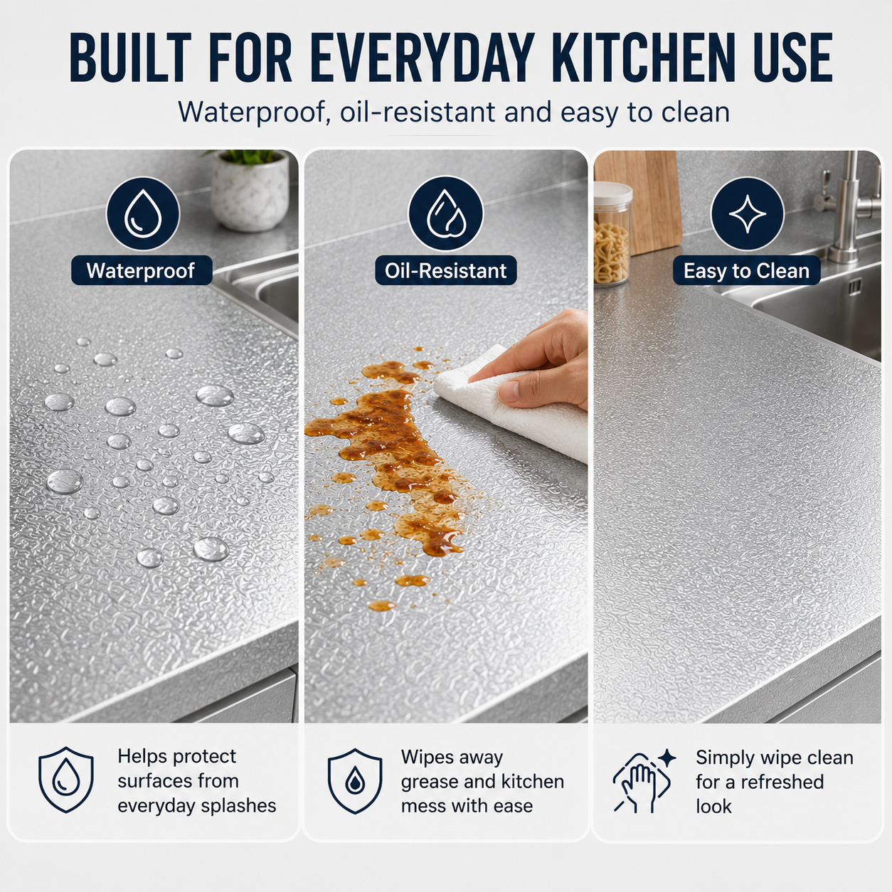 Ivanoir® Peel & Stick Kitchen Makeover Film – Waterproof DIY Countertop & Cabinet Cover