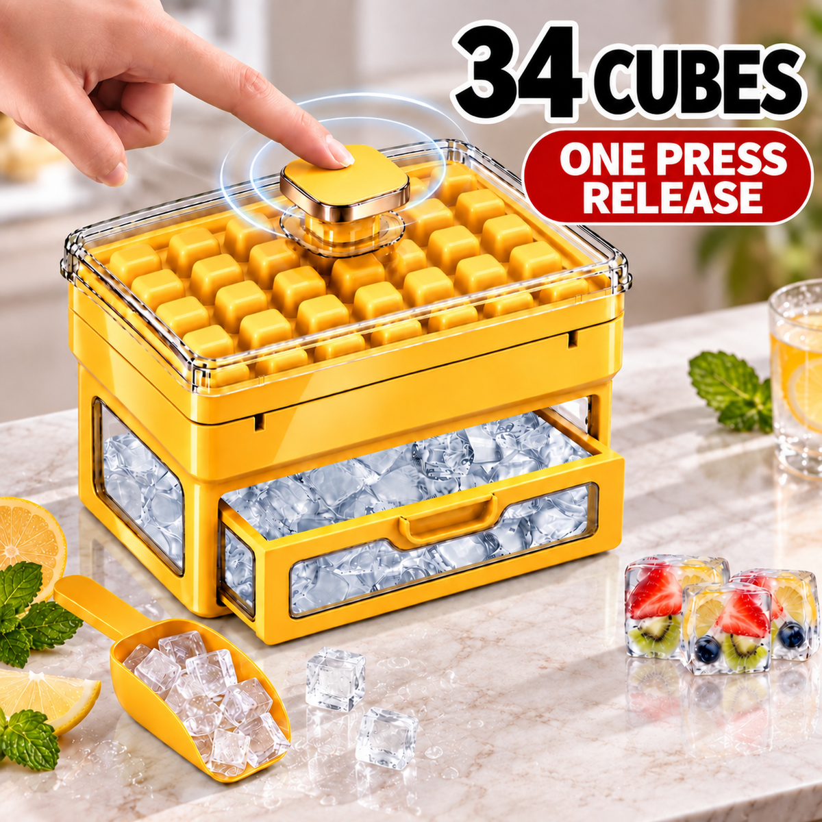 🧊 Ivanoir®34/68-Cube All-In-One Ice-Making System With Built-In Storage Drawer