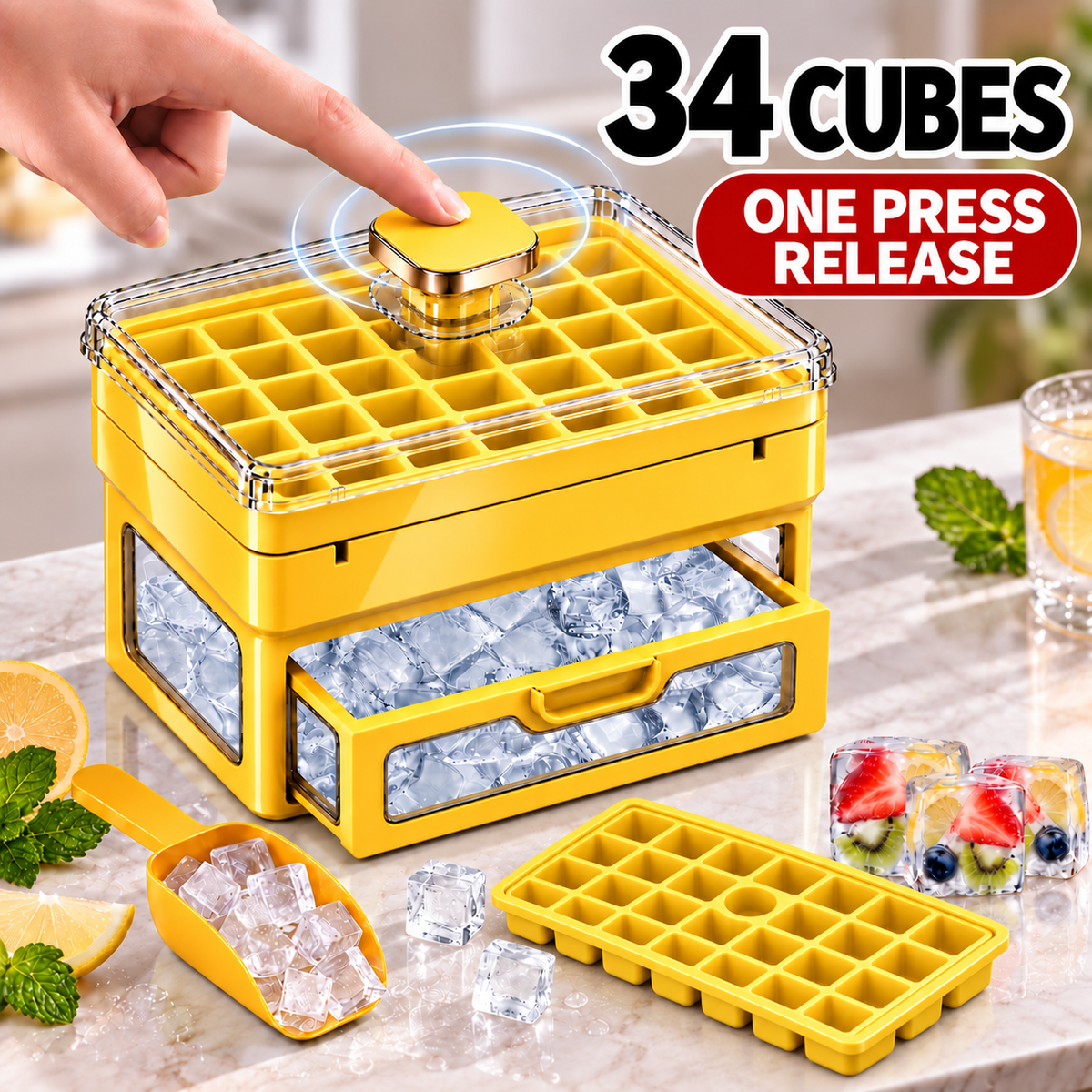 🧊 Ivanoir®34/68-Cube All-In-One Ice-Making System With Built-In Storage Drawer
