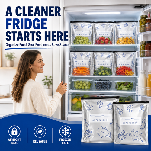 Ivanoir® Reusable Aluminum Foil Storage Bags – Keep Food Fresher Longer | Leakproof, Resealable & Reusable