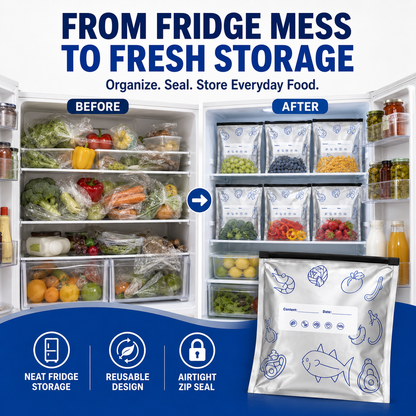 Ivanoir® Reusable Aluminum Foil Storage Bags – Keep Food Fresher Longer | Leakproof, Resealable & Reusable