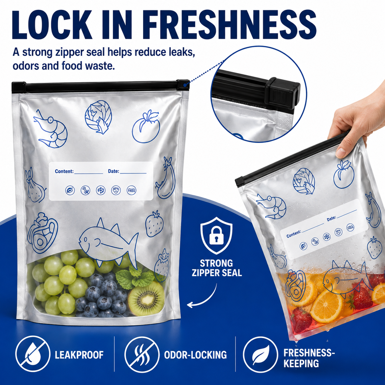 Ivanoir® Reusable Aluminum Foil Storage Bags – Keep Food Fresher Longer | Leakproof, Resealable & Reusable