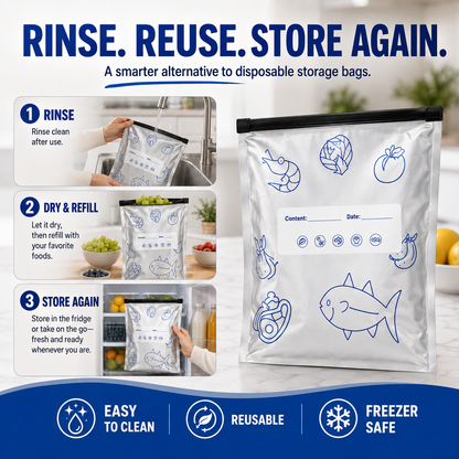 Ivanoir® Reusable Aluminum Foil Storage Bags – Keep Food Fresher Longer | Leakproof, Resealable & Reusable