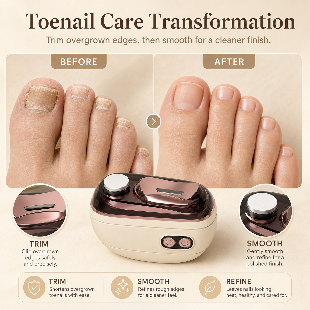 IuanoirR 2-in-1 ElectricNail Clipper & Nail FinisherTrim, Smooth & Refine Nails atHome