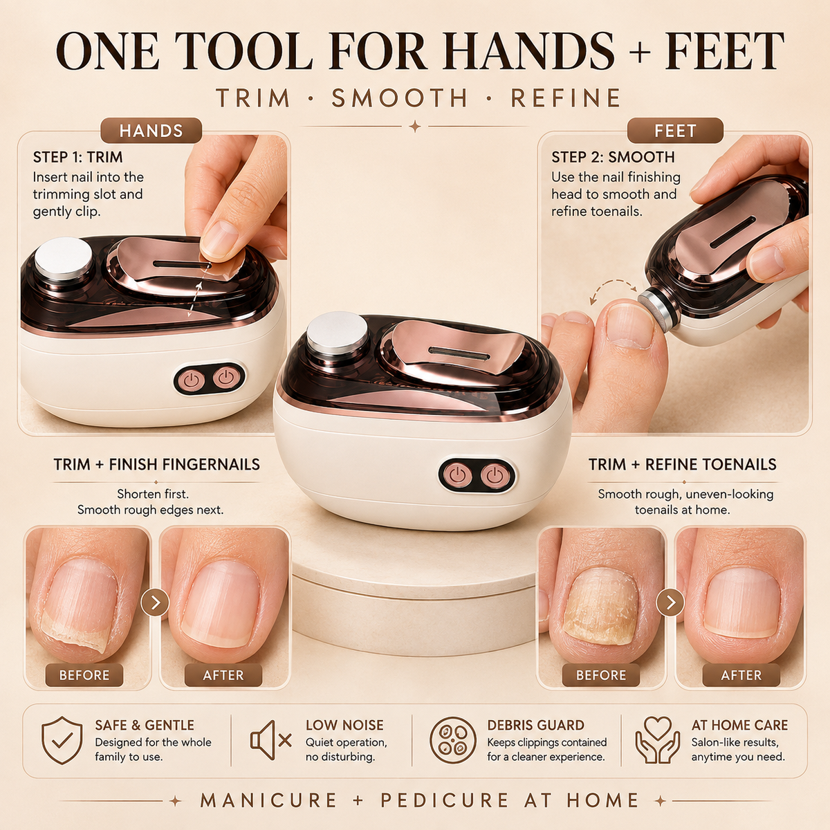 IuanoirR 2-in-1 ElectricNail Clipper & Nail FinisherTrim, Smooth & Refine Nails atHome