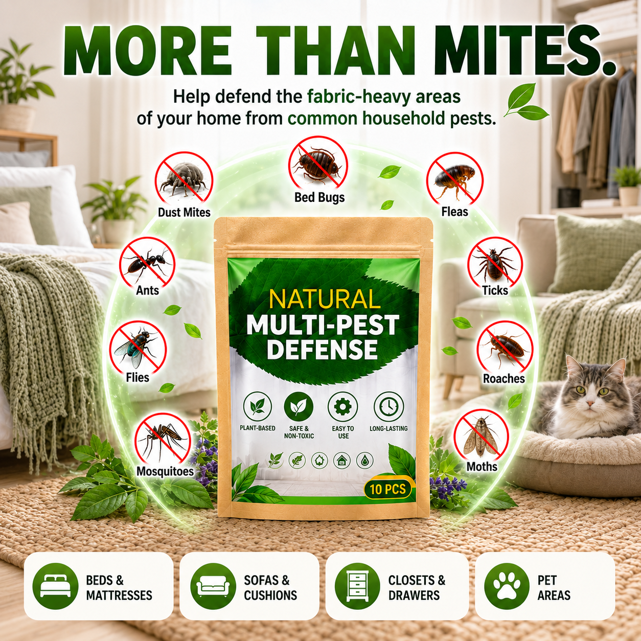 🔥 HOT SALE 🔥 Plant-Based Multi-Pest Defense Sachets for Home & Pet Areas