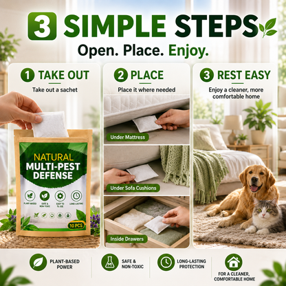 🔥 HOT SALE 🔥 Plant-Based Multi-Pest Defense Sachets for Home & Pet Areas