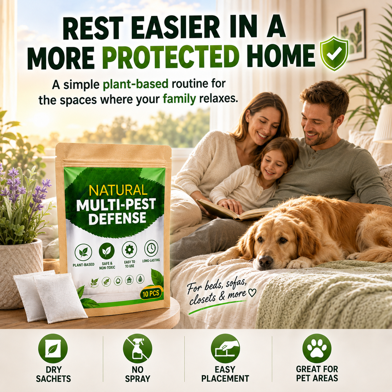 🔥 HOT SALE 🔥 Plant-Based Multi-Pest Defense Sachets for Home & Pet Areas